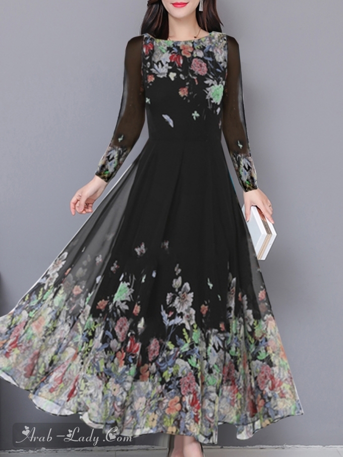 مجموعة جديدة من الفساتين الطويلة مع طبعات الزهور بأسعار خيالية