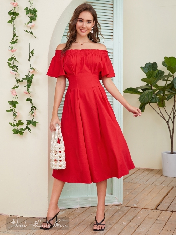 تشكيلة جديدة من الفساتين النسائية بالأحمر الجذاب (مرفق رابط الطلب)