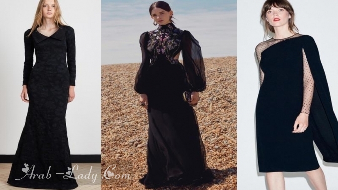 أروع تشكيلة فستانين السهرة باللون الأسود البراق لسهراتك المتنوعة
