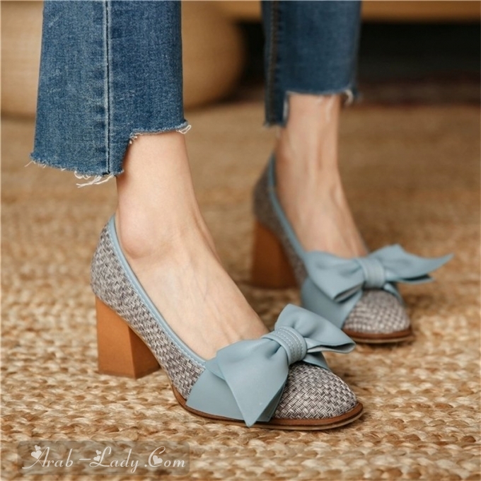 Round Toe Cotton And Linen Woven High Heels