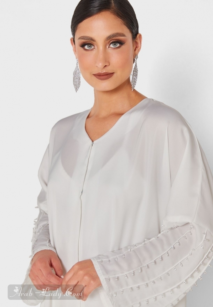 Stripe Embellished Sleeve Abaya